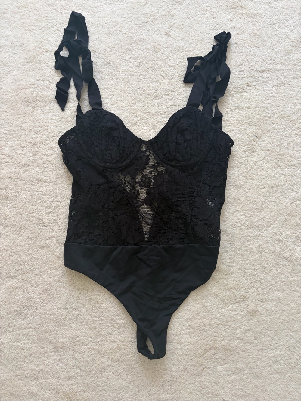 Lovers + Friends Black Lace Zip-Back Bodysuit